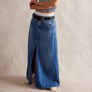 Free People Denim Maxi Skirt